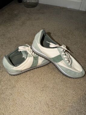 Casual Women’s J. Crew Sage Green and Cream Sneakers